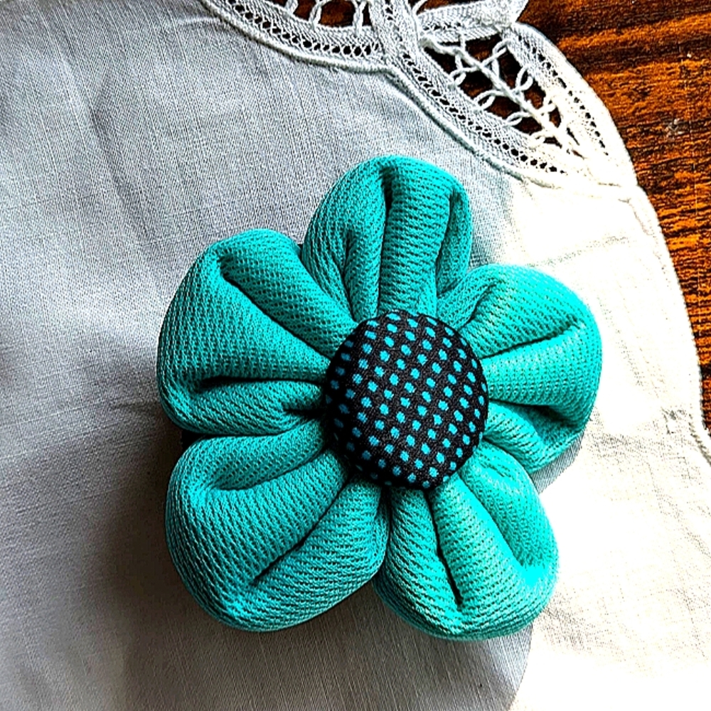 Handmade Big Flower Hair Tie in Blue